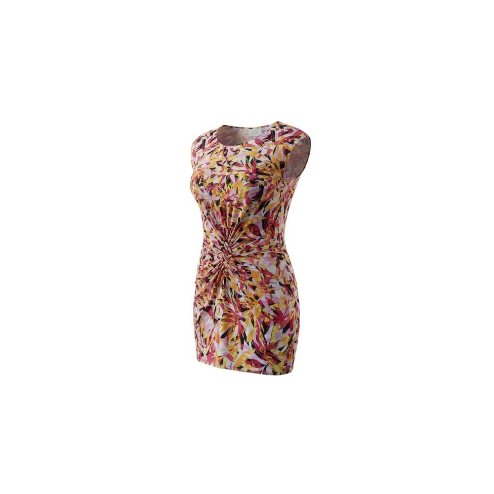 Jonathan Martin Sheath Dress Womens M Pink Yellow Abstract Twist Knot JM019